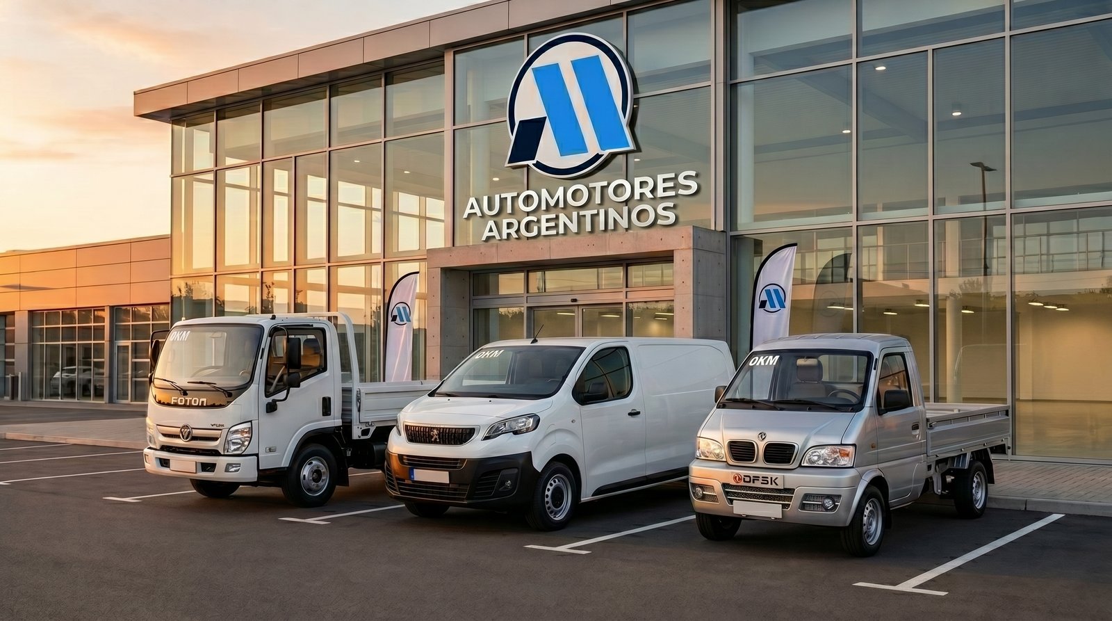 Automotores Argentinos — flota de vehículos comerciales en las instalaciones